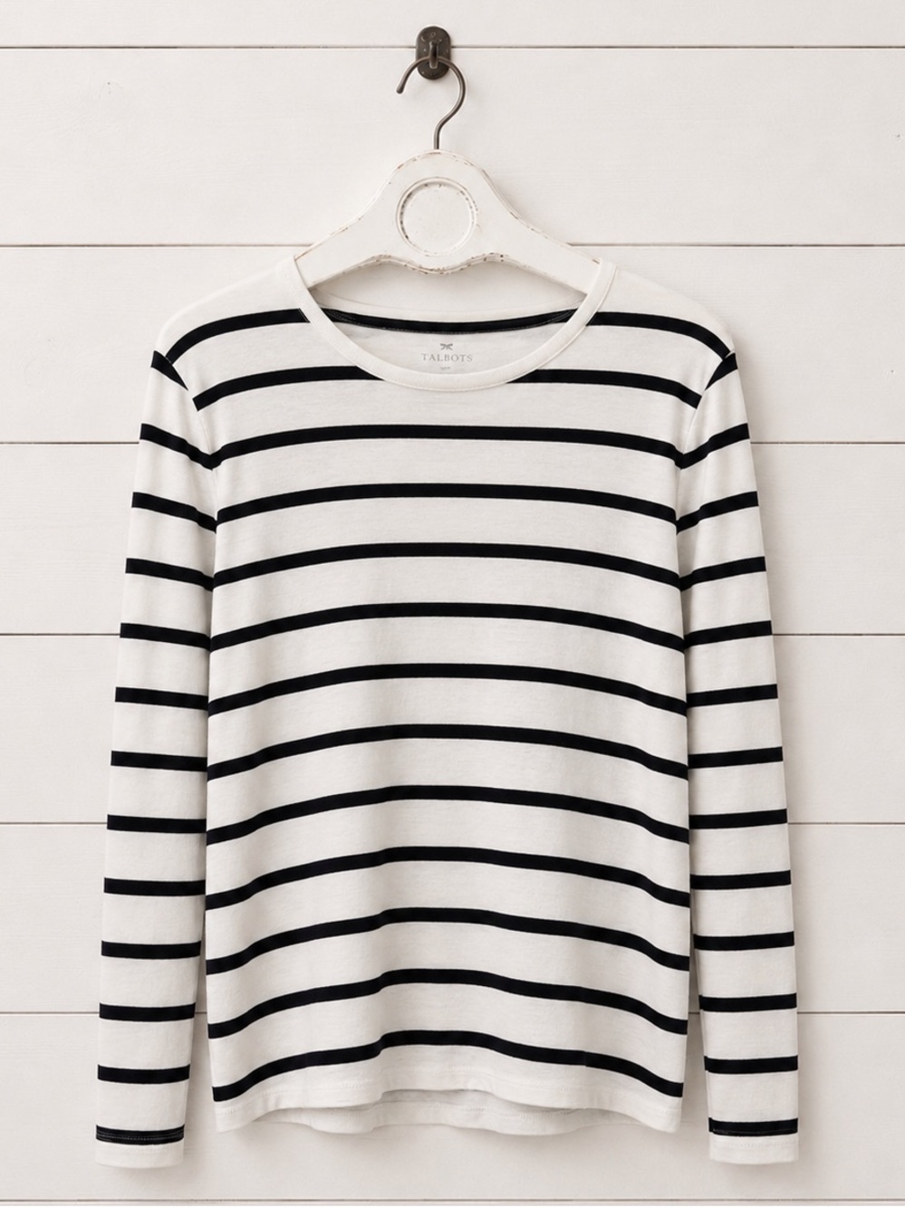 Talbots Striped Long Sleeve Tee - Black & Beige